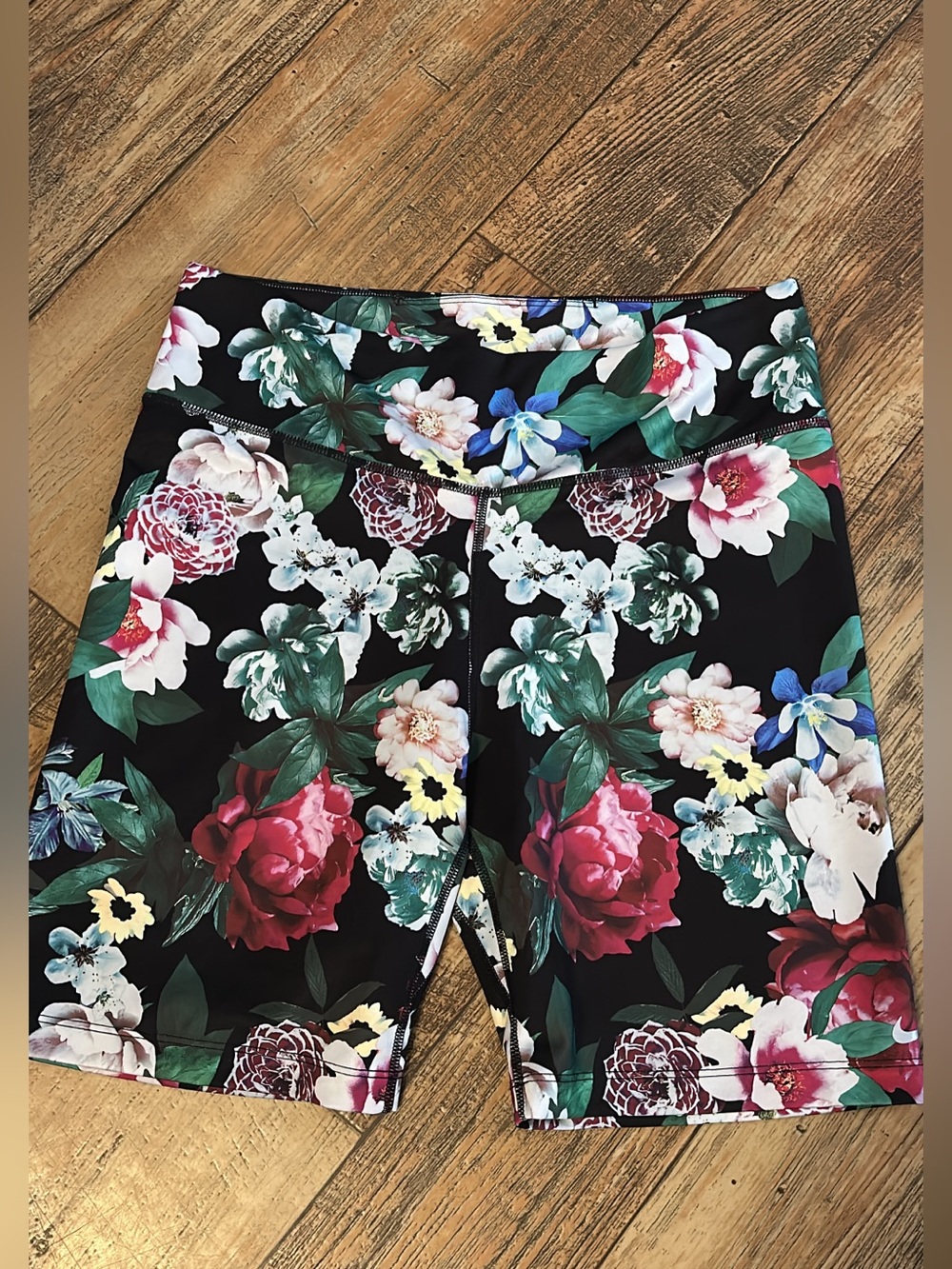 Nike Floral Bike Shorts - Black with Multicolor Floral Print